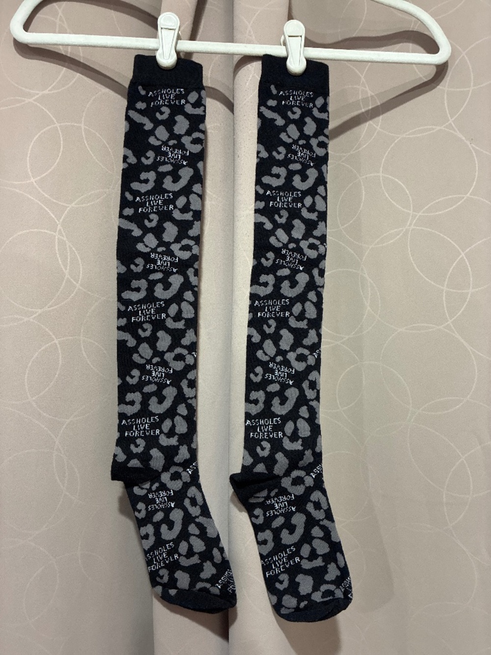 Assholes Live Forever Leopard print Knee-High Socks